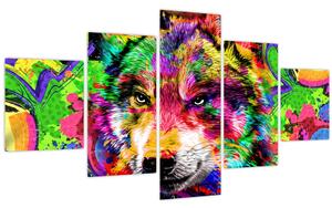 Obraz - Vlk s graffiti (125x70 cm)