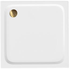 Sprchová akrylová vanička Rea Belmond White 90x90 Brush Gold