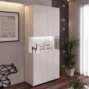 VITRÍNA, vysoce lesklá bílá, 80/180/39,6 cm MID.YOU - Kredence a vitríny, Online Only