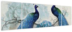 Obraz - Pávi s texturami (170x50 cm)