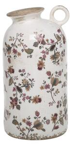 Keramická váza s ouškem a květy Nancy - Ø 14*26 cm - Chic Antique