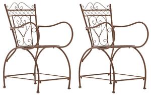 Kovová židle Sheela s područkami (SET 2 ks) - Hnědá antik