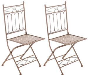 Skládací kovová židle Asina (SET 2 ks) - Hnědá antik