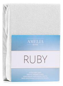 Bílé elastické prostěradlo na dvoulůžko AmeliaHome Ruby Siesta, 200/220 x 200 cm