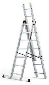 Hliníkový žebřík 3x7 příček třídílný DRABEST DW3-7 PRO
