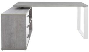 ROHOVÝ PSACÍ STŮL, šedá, vysoce lesklá bílá, 140/170/75 cm Carryhome - Rohové psací stoly