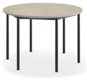 AJ Produkty Stůl SONITUS, Ø1200x760 mm, antracitově šedé nohy, deska s linoleem, šedá