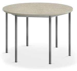 AJ Produkty Stůl SONITUS, Ø1200x760 mm, stříbrné nohy, deska s linoleem, šedá