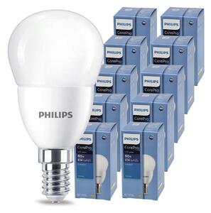 10x LED žárovka PHILIPS E14 7W – studená barva 6500K 230V CorePro