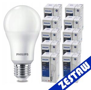 SADA 10 KS žárovek PHILIPS LED E27 10W = 75W 1055lm Neutrální LED žárovka 4000K