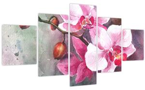 Obraz - Orchideje, aquarel (125x70 cm)