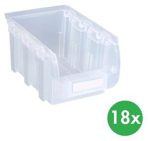 Plastový box COMPACT, 102 x 100 x 60 mm, 18 ks, průhledný