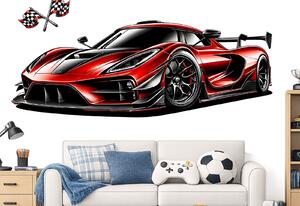 Červený supersport textilní přelepitelná samolepka na zeď arch 47 x 17 cm