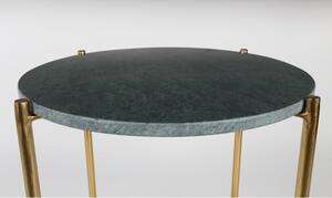 Zelený odkládací stolek s mramorovou deskou White Label Timpa