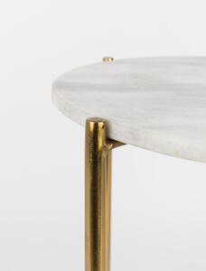 Bílý odkládací stolek s mramorovou deskou White Label Timpa