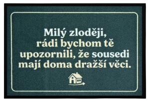 Mercury Flooring, Rohožka Milý zloději 40x60 cm - na ven i na doma, 40x60, zelená