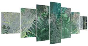 Obraz - Betonová textura s listy (210x100 cm)