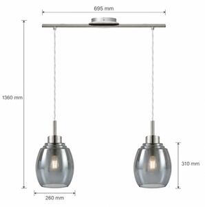 BRILAGI - LED Lustr na lanku RETRO GLASS 2xE27/60W/230V matný chrom/kouřová šedá