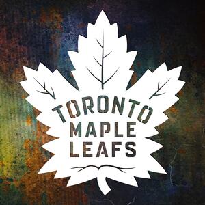 DUBLEZ | Dřevěný obraz loga NHL - Toronto Maple Leafs