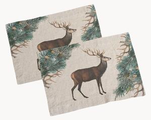 Sada prostírání ze lnu Wild Deer, 2 díly