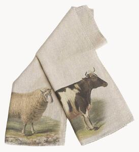 Sada lněných utěrek Sheep & Cow, 2 díly