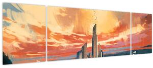 Obraz - Malované město (170x50 cm)
