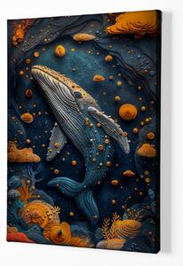 Obraz na plátně - Kouzelná velryba mezi korály FeelHappy.cz Velikost obrazu: 30 x 40 cm