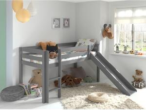 Šedá vyvýšená dětská postel z borovicového dřeva 90x200 cm PINO – Vipack
