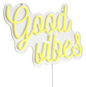 Neonové nástěnné světlo žluté vč. LED - Good Vibes
