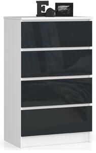 Ak furniture Komoda Kuba 60 cm - 4 šuplíky bílá/grafitová lesk
