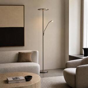 Lucande LED stojací lampa Raymond, titanová barva, na čtení, stmívatelný, Hliník / šedá / zinek, Obývací pokoj / jídelna, kov, Moderní