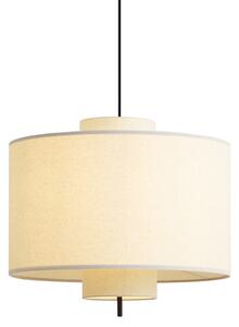 Japandi závěsná lampa černá s bílým lněným stínidlem 50cm - Rieu