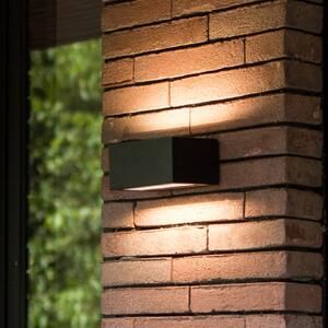 LUTEC Venkovní nástěnné svítidlo GEMINI, černé, 14 cm, IP54, světlo nahoru/dolů, Černá, Hliník, Moderní, Nástěnné svítidlo