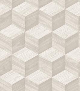 3D vliesová tapeta na zeď, světle béžovo-šedá, imitace dřeva, RE521091, Renaissance, Design Id