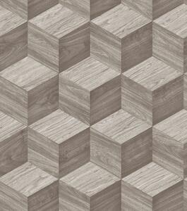 3D vliesová tapeta na zeď, šedá, imitace dřeva, RE521092, Renaissance, Design Id