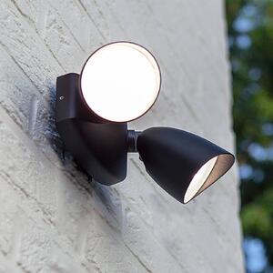 LUTEC Venkovní LED nástěnný reflektor SHRIMP, černý, 20 W, 2 žárovky, IP54, Černá, Hliník, Moderní