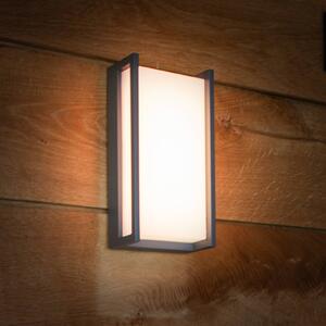LUTEC connect LED inteligentní venkovní nástěnné svítidlo QUBO, tmavě šedá, 22 cm, IP54, RGB,, Hliník / šedá / zinek, Hliník, Moderní