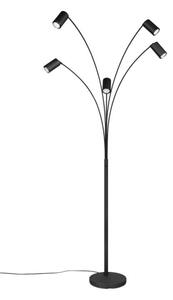 Trio Leuchten 412400532 MARLEY black - Čtecí černá stojací pětiramenná lampa 5 x GU10, 200cm (Černá stojací pětiramenná lampa s vypínačem na lampě)