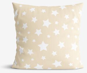 Goldea dekorační povlak na polštář loneta - bílé hvězdy na béžovém 45 x 45 cm