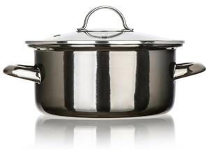 Banquet Hrnec smaltovaný METALLIC Black 20 cm, 2 l, s poklicí, 20 cm