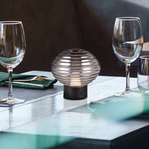 Nabíjecí stolní lampa Earl LED, černá/kouřová, výška 14,5 cm, sklo