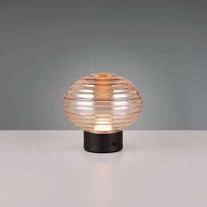 Nabíjecí stolní lampa Earl LED, černá/jantarová, výška 14,5 cm, sklo