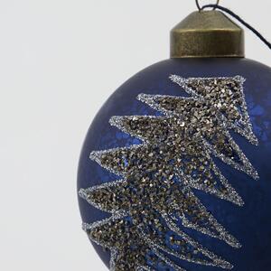 Skleněná vánoční ozdoba Pine Blue 8 cm