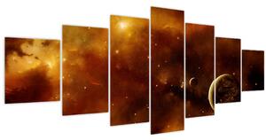 Obraz - Planety s mlhovinou (210x100 cm)