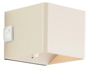 Nabíjecí venkovní nástěnná lampa LED Iseo, béžová, šířka 10 cm, senzor