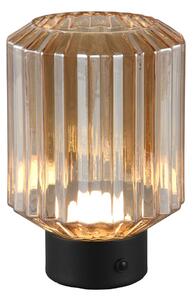 Nabíjecí stolní lampa Lord LED, černá/jantarová, výška 19,5 cm, sklo