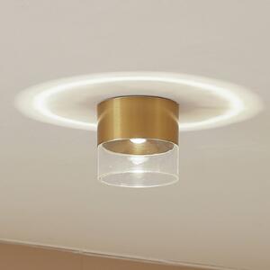 Lindby LED stropní svítidlo Dalila, zlatá barva, Ø 10 cm, hliník, Mosaz / zlato, Obývací pokoj / jídelna, Hliník, Moderní