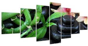 Obraz - Kameny a orchideje (210x100 cm)
