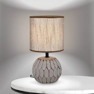 Stolní lampa Pinia, hnědá, výška 27,5 cm, keramika/len