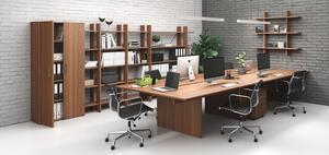 Kancelářský regál nízký dlouhý SOLID, 1800 x 400 x 1075 mm, ořech
